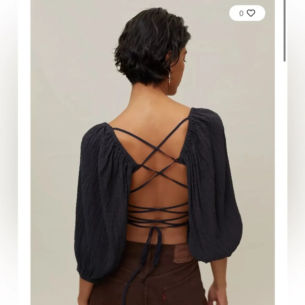 New urban outfitters vida lace back smocked top - Picture 2 of 6